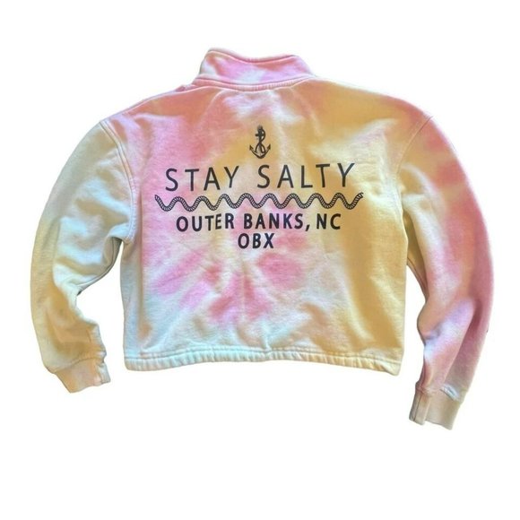 Stay Salty Outer Banks Tie Dye Cropped Sweater Size Small - Picture 1 of 9